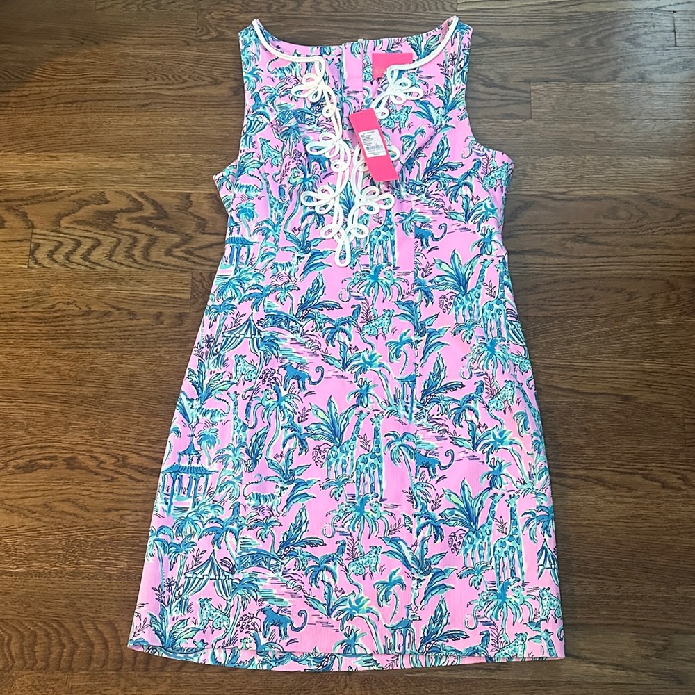 Lilly Pulitzer Pink Tropical Print Sleeveless Shift Dress